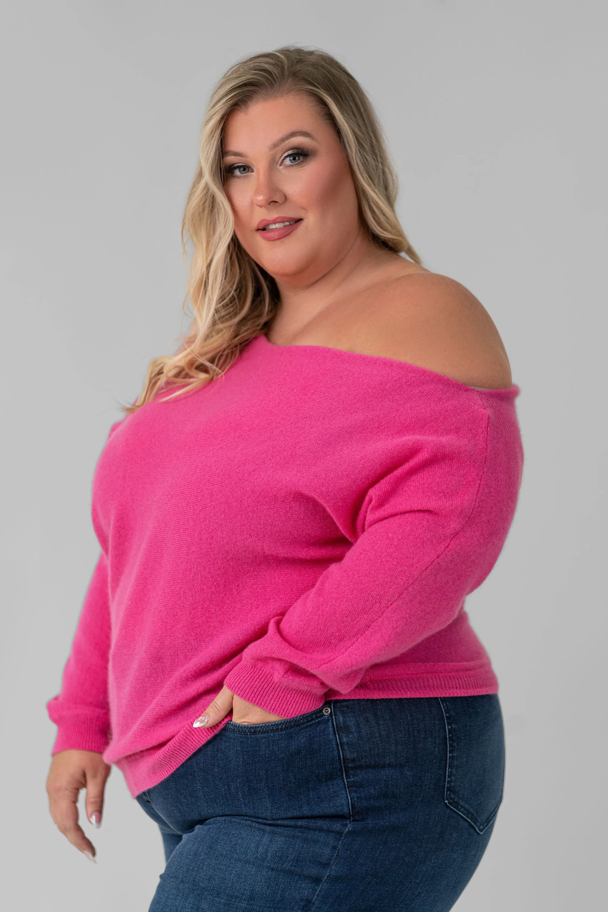 100% CASHMERE OFF THE SHOULDER TOP