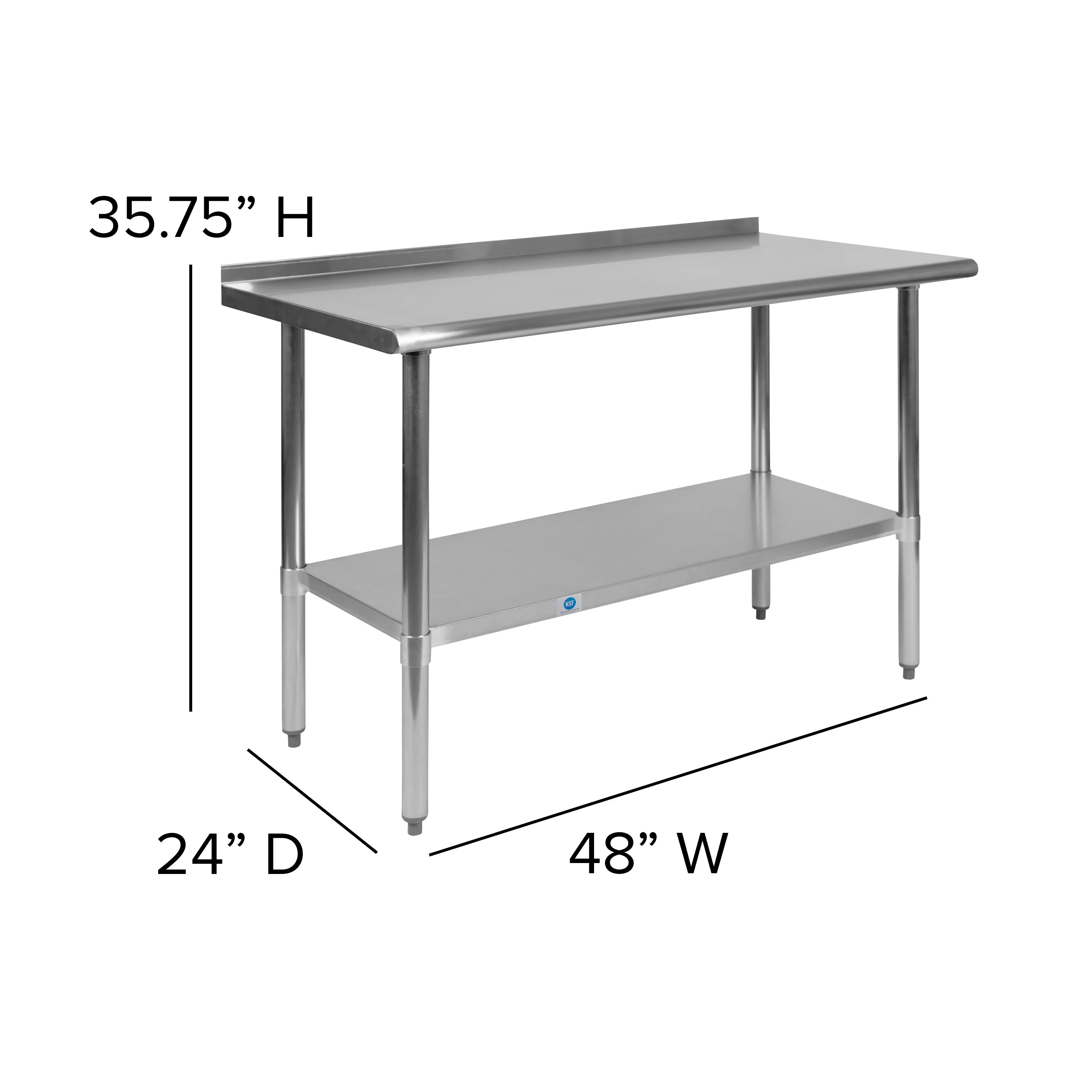 48" Stainless Steel Work Table NH-WT-2448BSP-GG