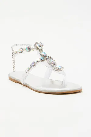 Aislinn Embellished Strappy Sandals - Silver