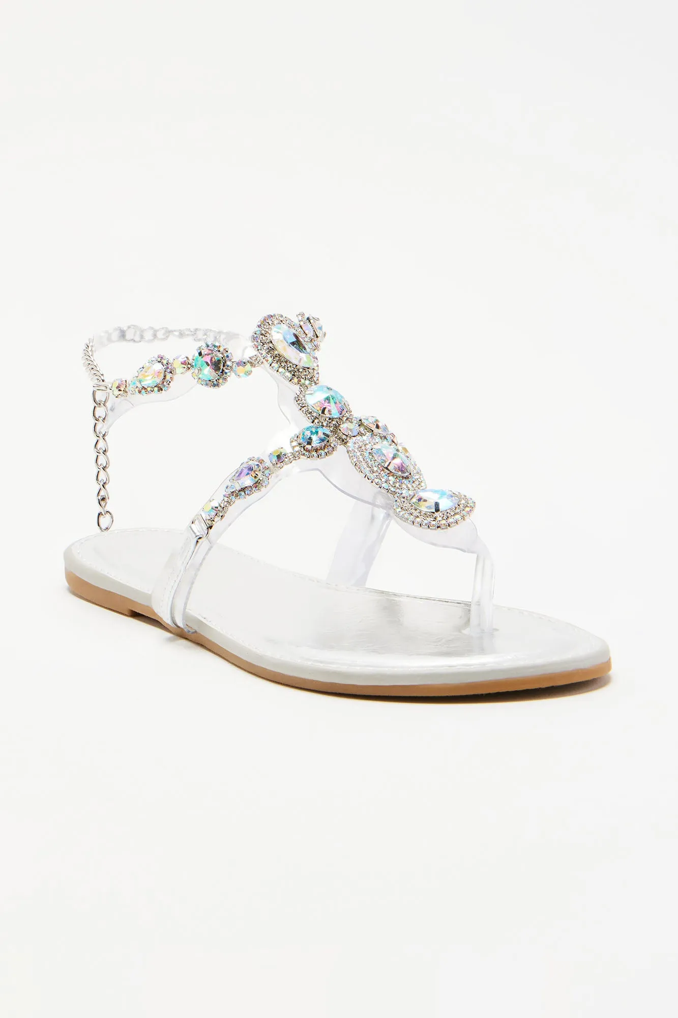 Aislinn Embellished Strappy Sandals - Silver