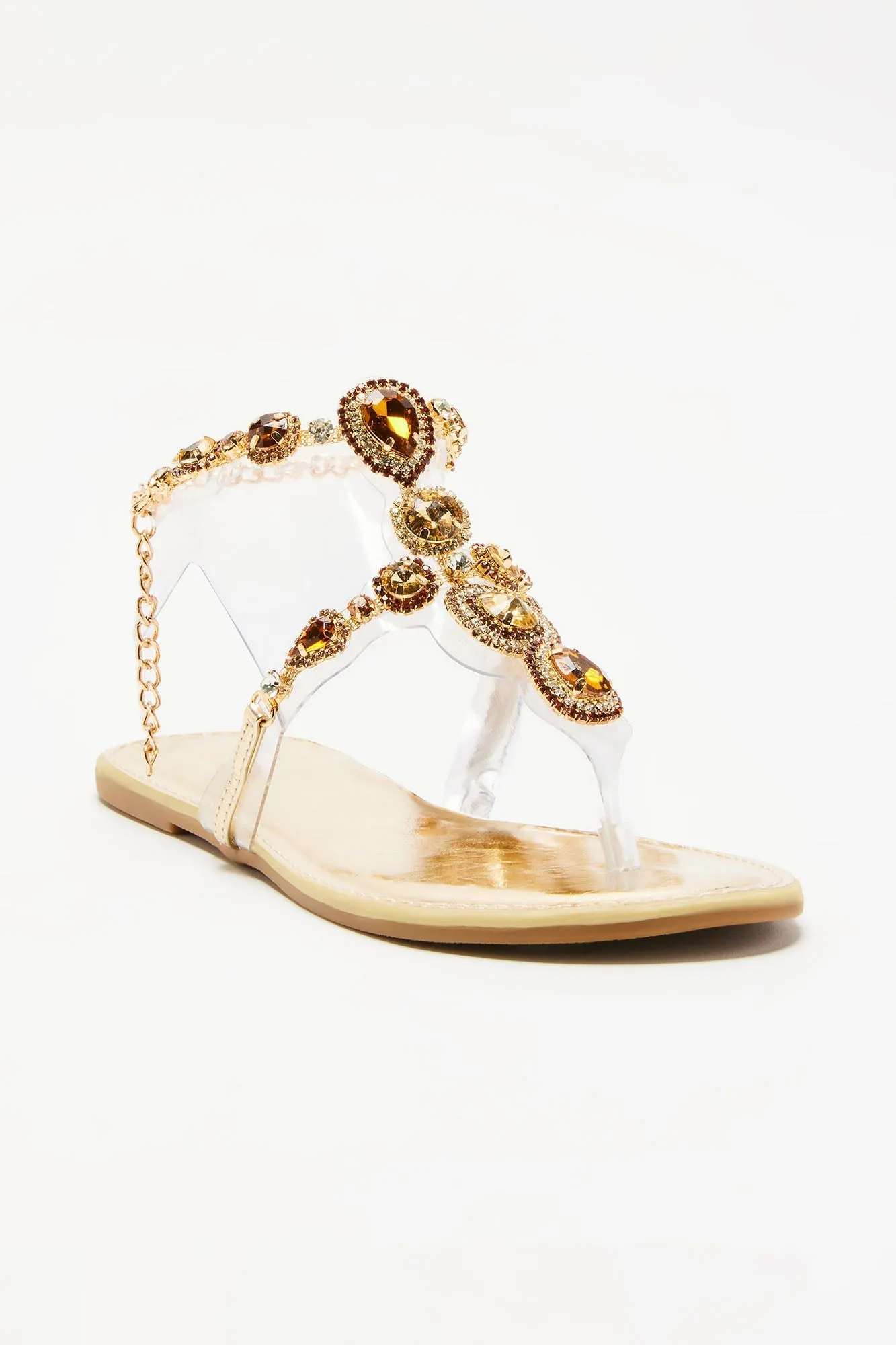 Amozae-Aislinn Embellished Strappy Sandals - Gold