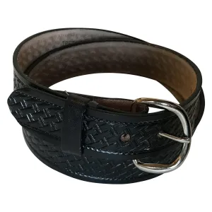 Basket Weave Genuine Leather Western Belt (Black, Brown or Tan)