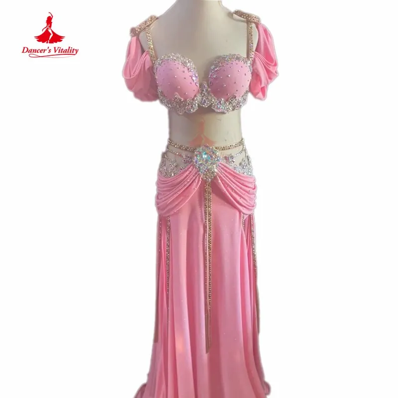 Belly Dance Competiton Costume Suit for Women Customzied Bra split Skirt 2pcs Adult Children Oriental Belly Dancing Stage Wear