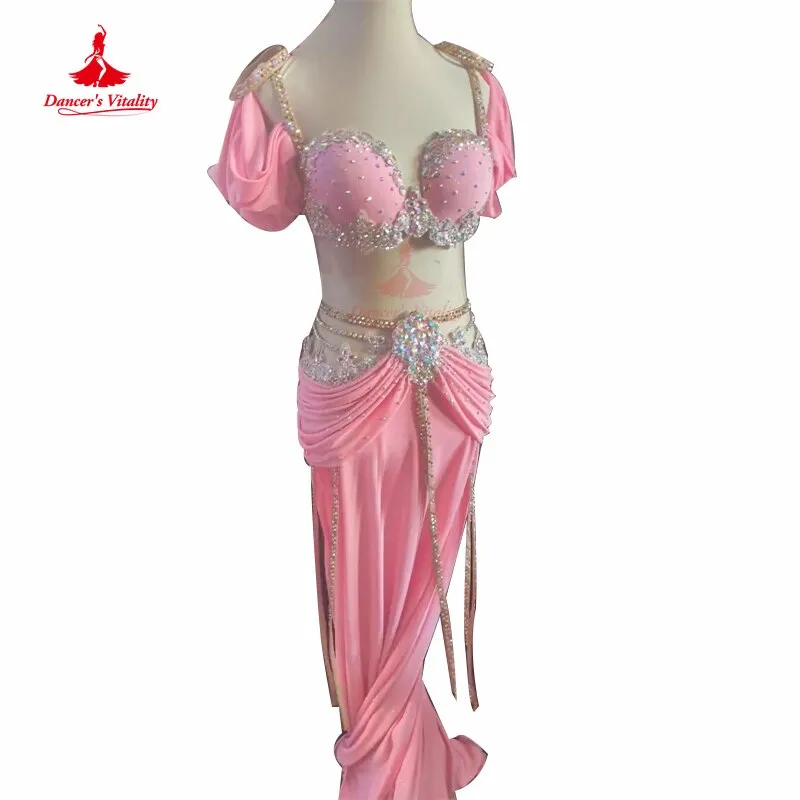 Belly Dance Competiton Costume Suit for Women Customzied Bra split Skirt 2pcs Adult Children Oriental Belly Dancing Stage Wear