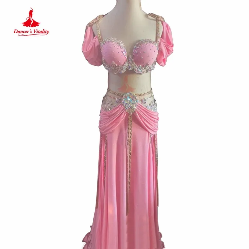 Belly Dance Competiton Costume Suit for Women Customzied Bra split Skirt 2pcs Adult Children Oriental Belly Dancing Stage Wear