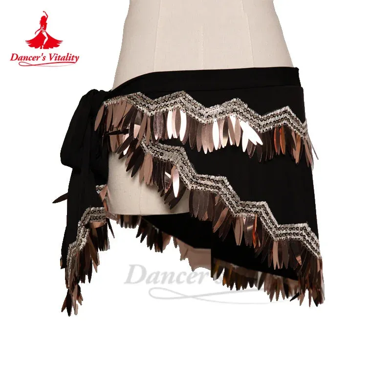 Belly Dance Costume Hip Scarf for Women Sequing Cotton Bellydancing Wear Belt Oriental Waist Chain Hip Scarves