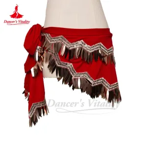 Belly Dance Costume Hip Scarf for Women Sequing Cotton Bellydancing Wear Belt Oriental Waist Chain Hip Scarves