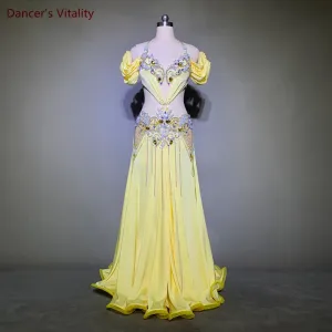 Belly Dance Performance Clothes Set Senior Stones Belly Dancing Dress for Women Adult Children Original Design Prosong Costumes