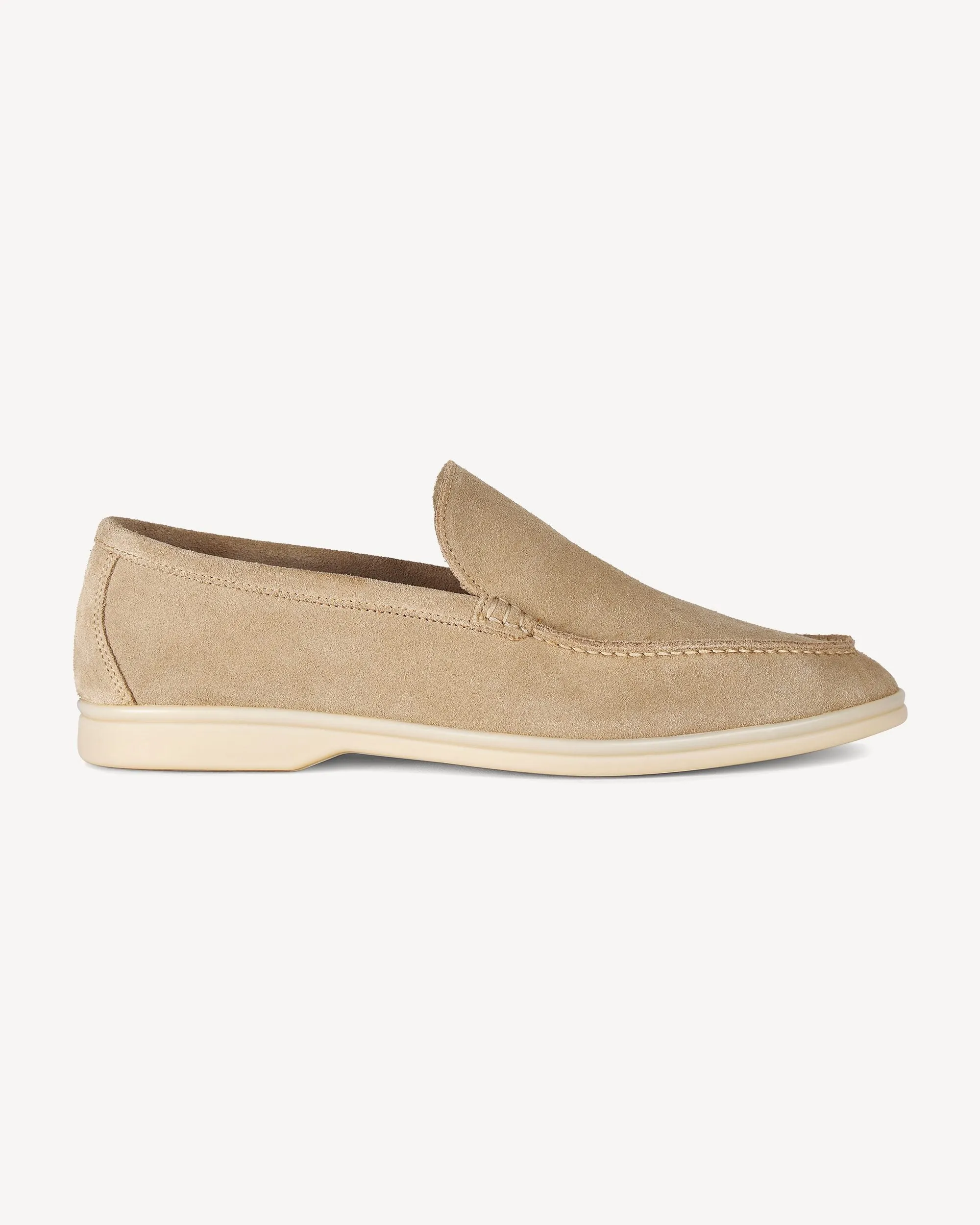 Brabion Unlined Capri Suede Loafer – Beige