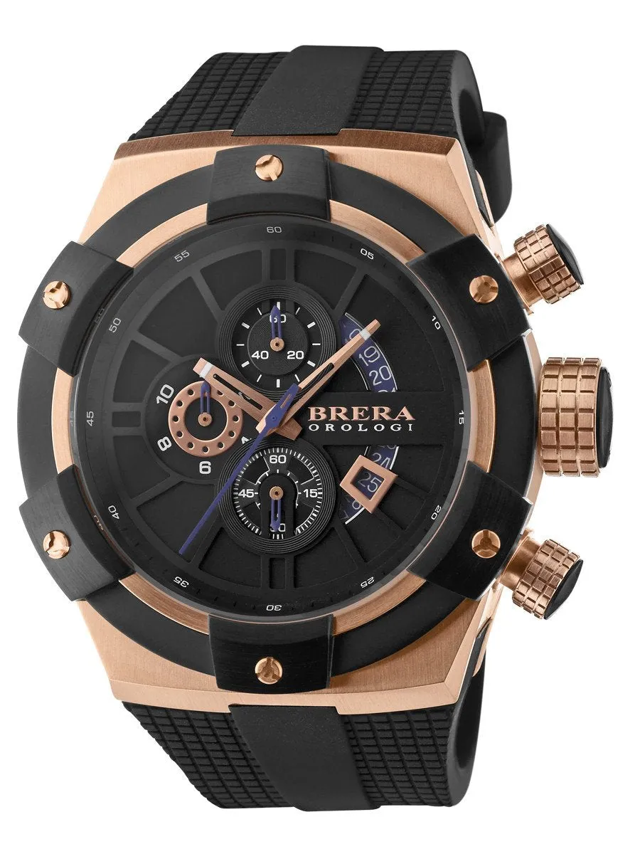 Brera Orologi SUPERSPORTIVO Men's Italian 48mm Black Rosegold IP Watch BRSSC4902