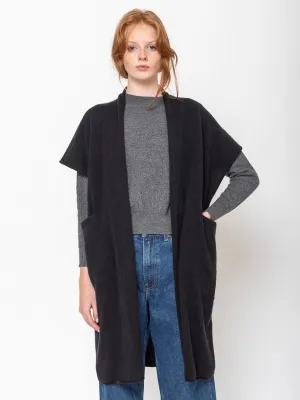 Cashmere Long Vest - Sumi/Black