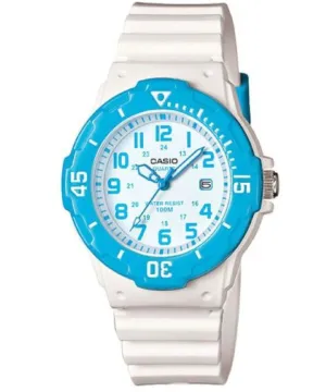 Casio Women's Watch Analog, Blue Dial White Resin Strap, LRW-200H-2BVDF