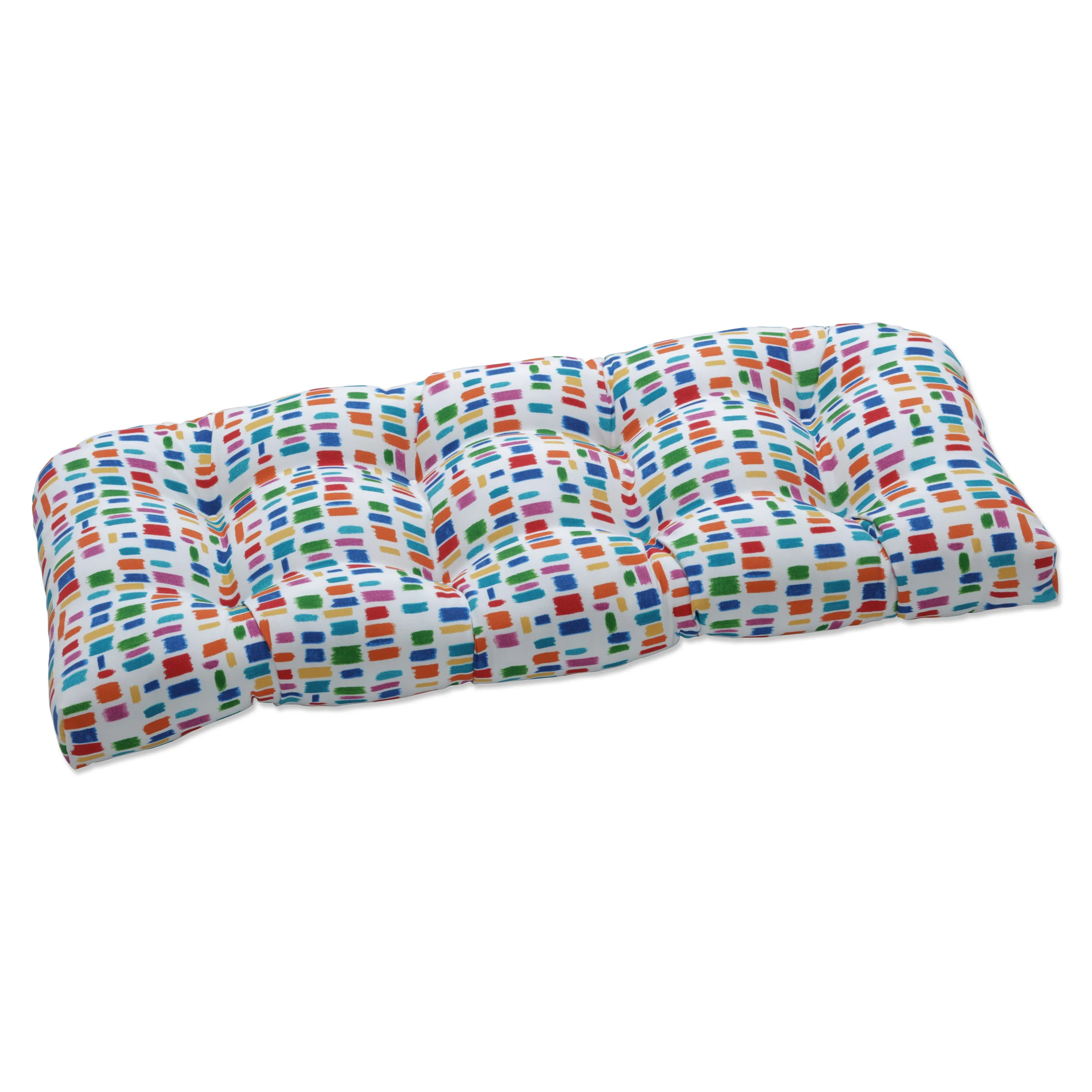 Color Tabs Primaries Wicker Loveseat Cushion