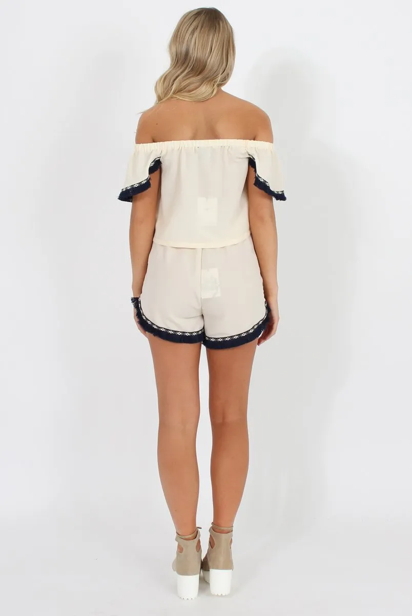 Cream Bardot Two Piece - Jessica