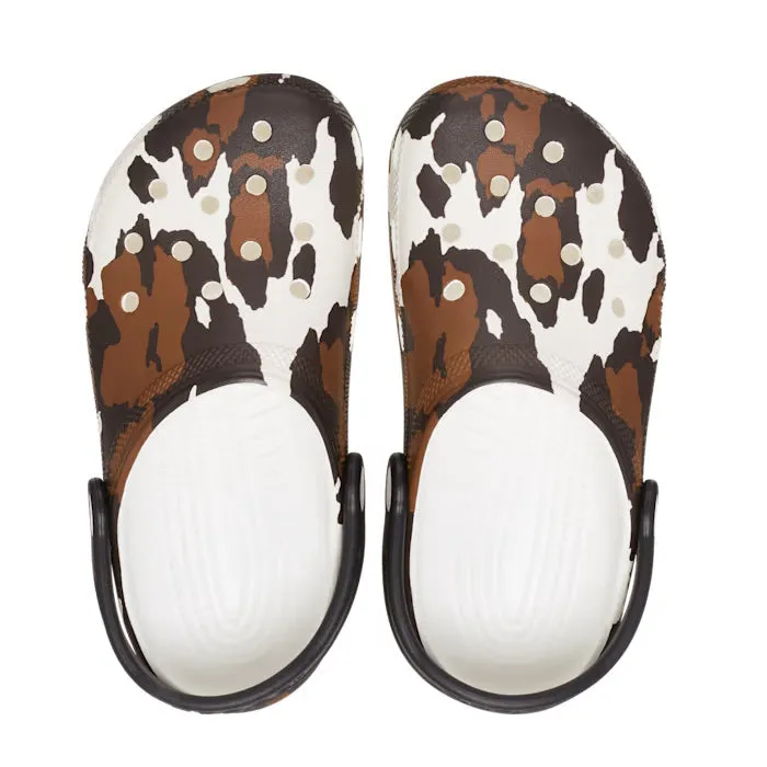 Crocs Kids - Youths Classic Clog K Cow Print White Sandals