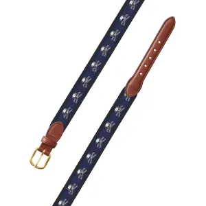 Cross Bones Motif Leather Tab Belt