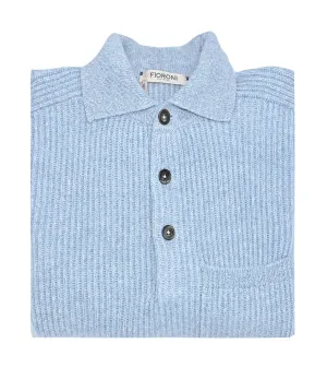 FIORONI Ribbed Long-Sleeve Polo Sweater