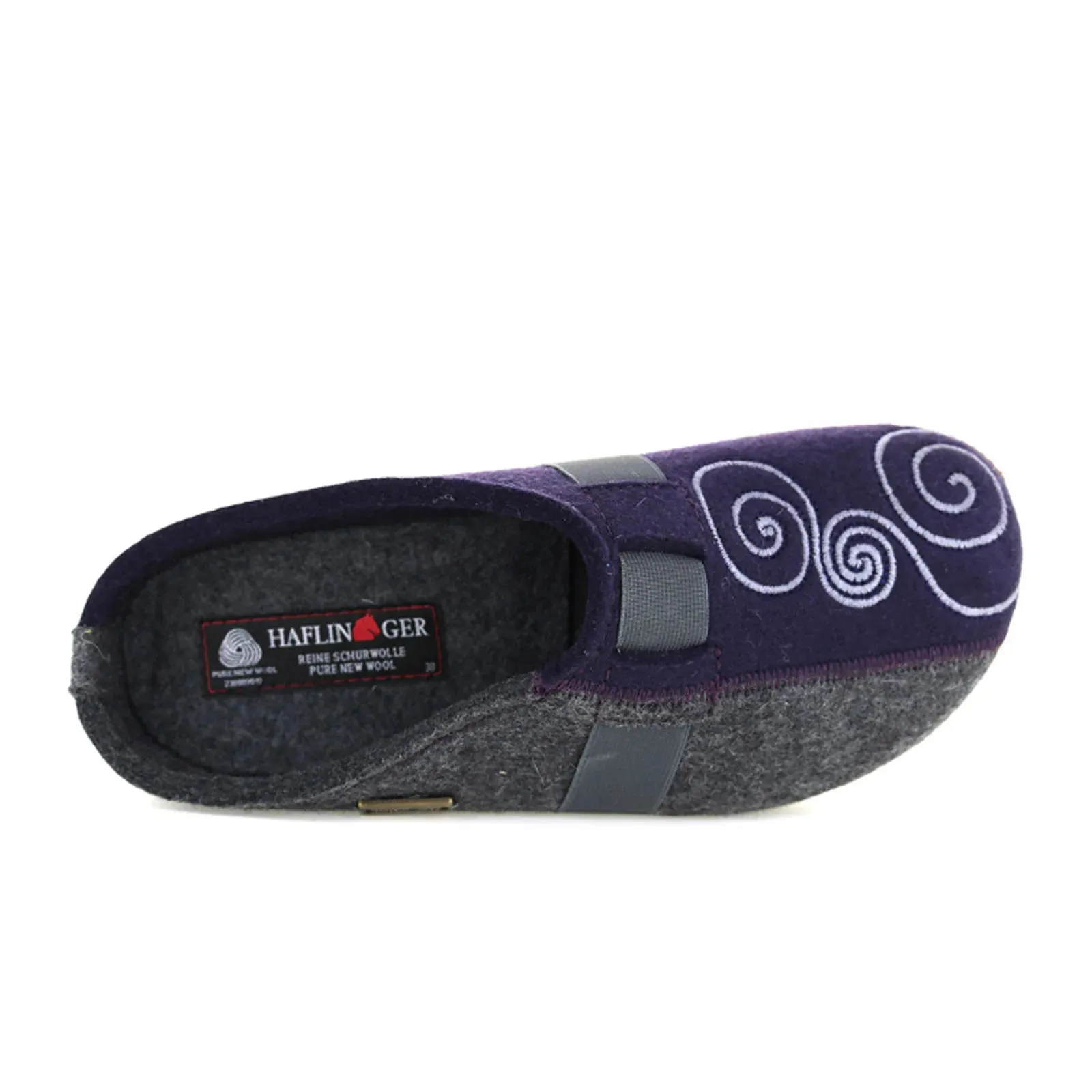 Haflinger Women's Magic 2-Tone Wool Clog in Grey/Eggplant Purple