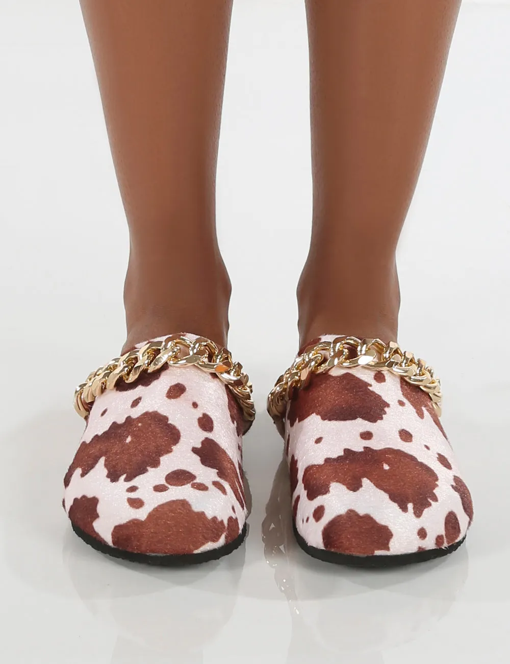 Isabel Cowhide Chain Detail Chunky Clog Sandals