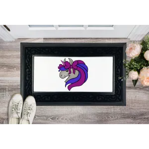 JohnsonKelly_UnicornHead2 Sublimation Heavy Duty Door Mat