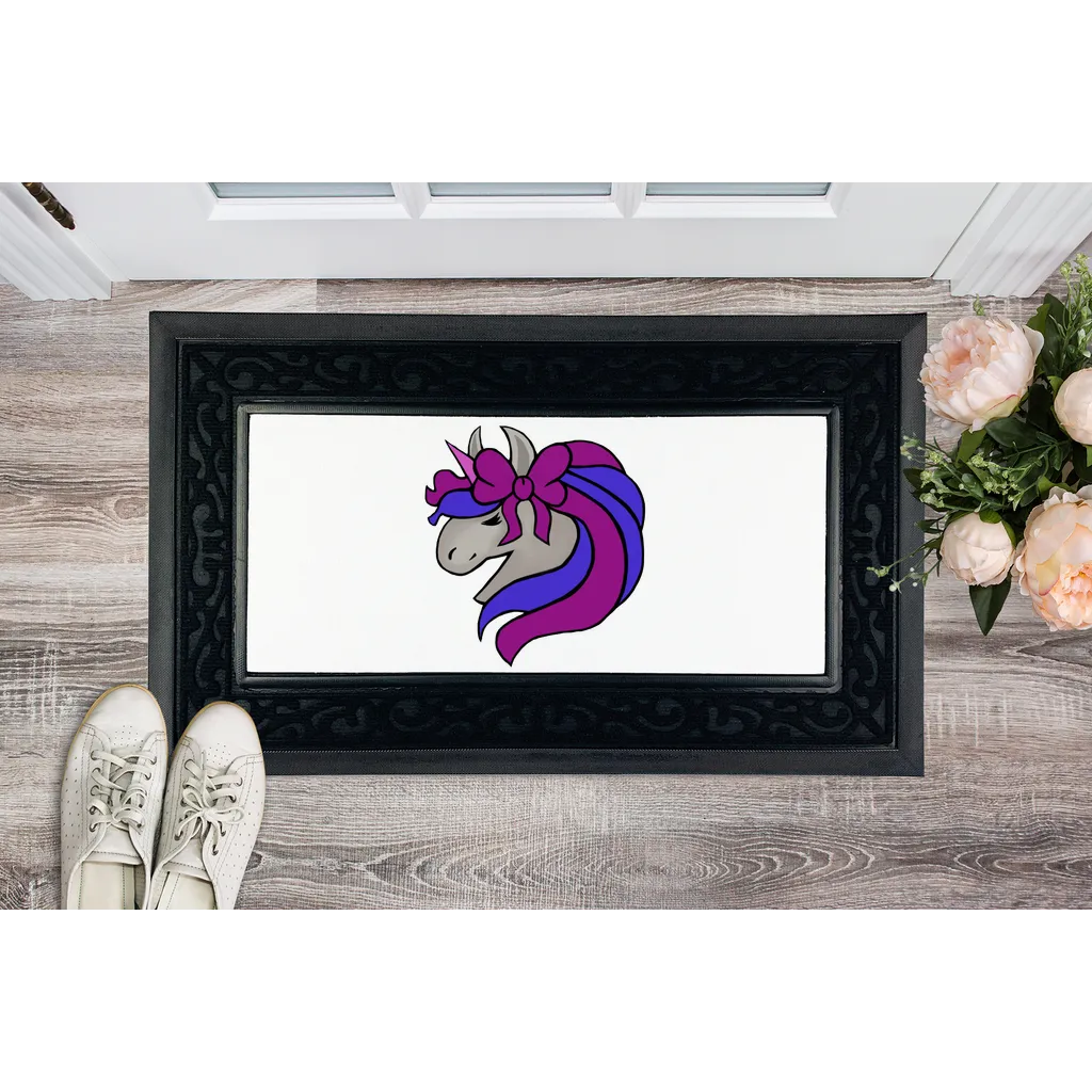 JohnsonKelly_UnicornHead2 Sublimation Heavy Duty Door Mat