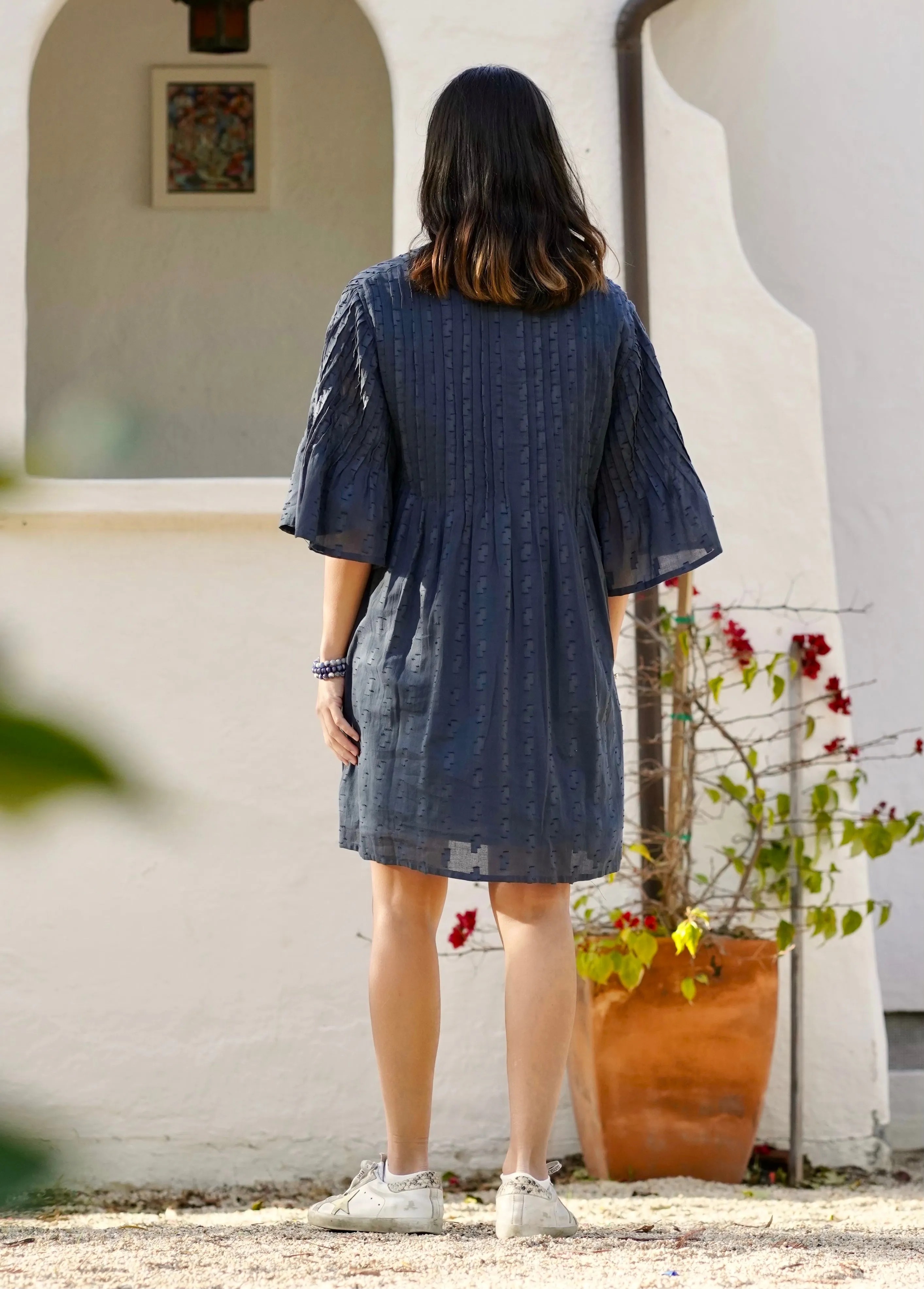 Kat Cotton Dress Navy