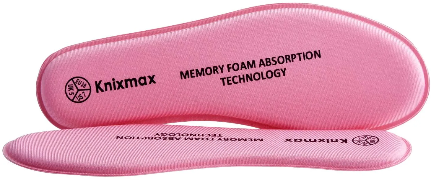 Knixmax | Memory Foam Shoe Insoles for Women | Pink