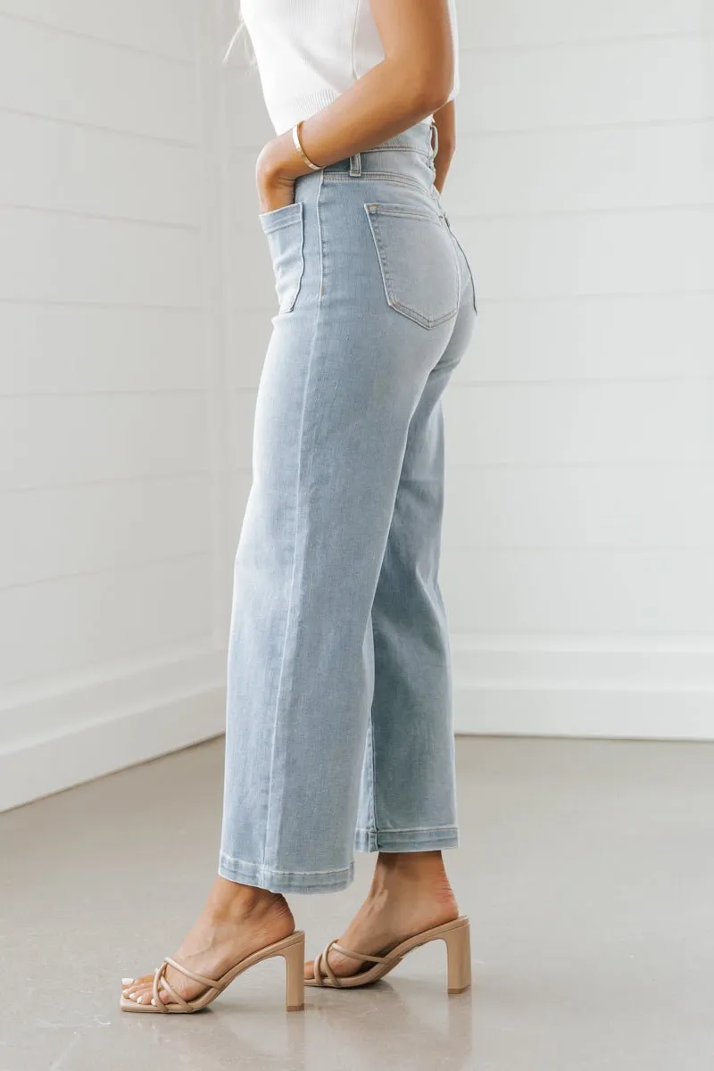 Light Wash Wide Leg Crop Jeans - FINAL SALE