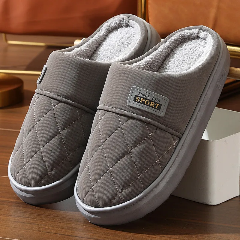 Men's Home Slippers Winter Warm Plush House Shoes Indoor Non-slip Floor Bedroom Slipper Casual All-match Shoes