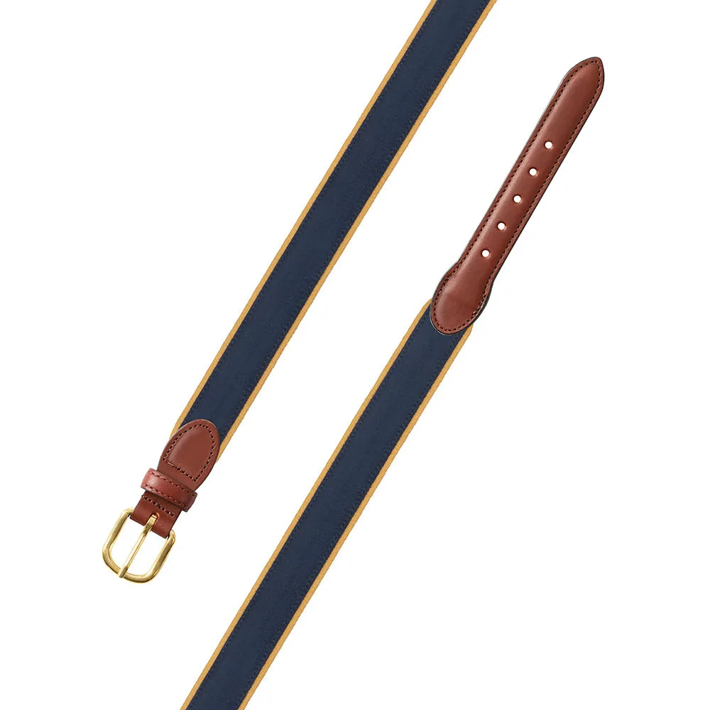 Navy on Gold Suede Leather Tab Belt