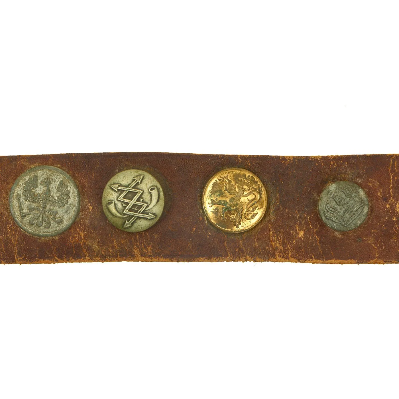 Original Imperial German WWI Hate Belt with M1915 Prussian Steel Buckle & 19 Attached Buttons