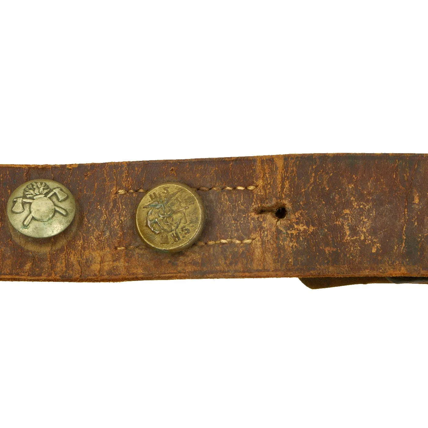 Original Imperial German WWI Hate Belt with M1915 Prussian Steel Buckle & 19 Attached Buttons