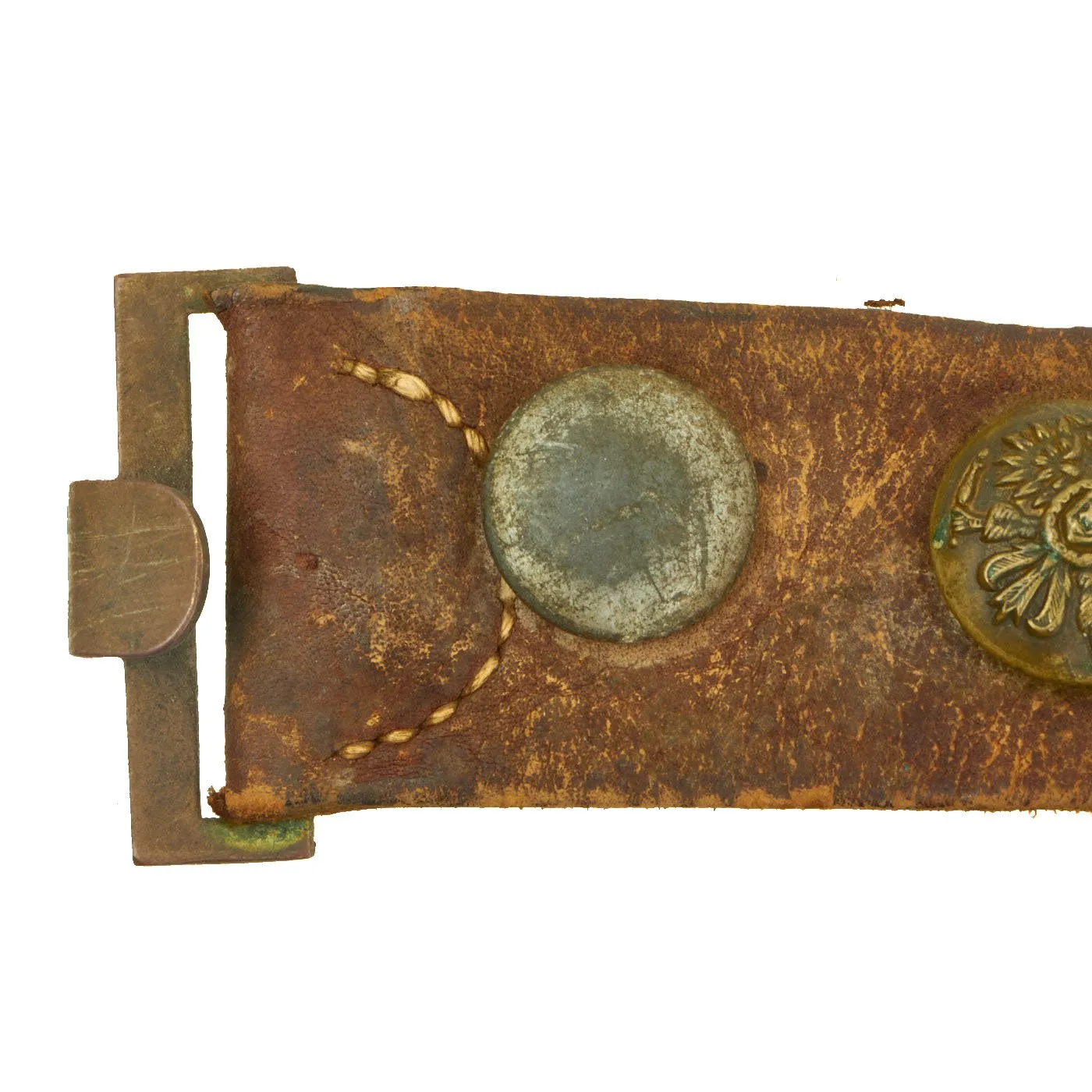 Original Imperial German WWI Hate Belt with M1915 Prussian Steel Buckle & 19 Attached Buttons