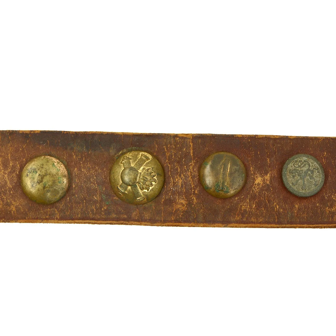 Original Imperial German WWI Hate Belt with M1915 Prussian Steel Buckle & 19 Attached Buttons