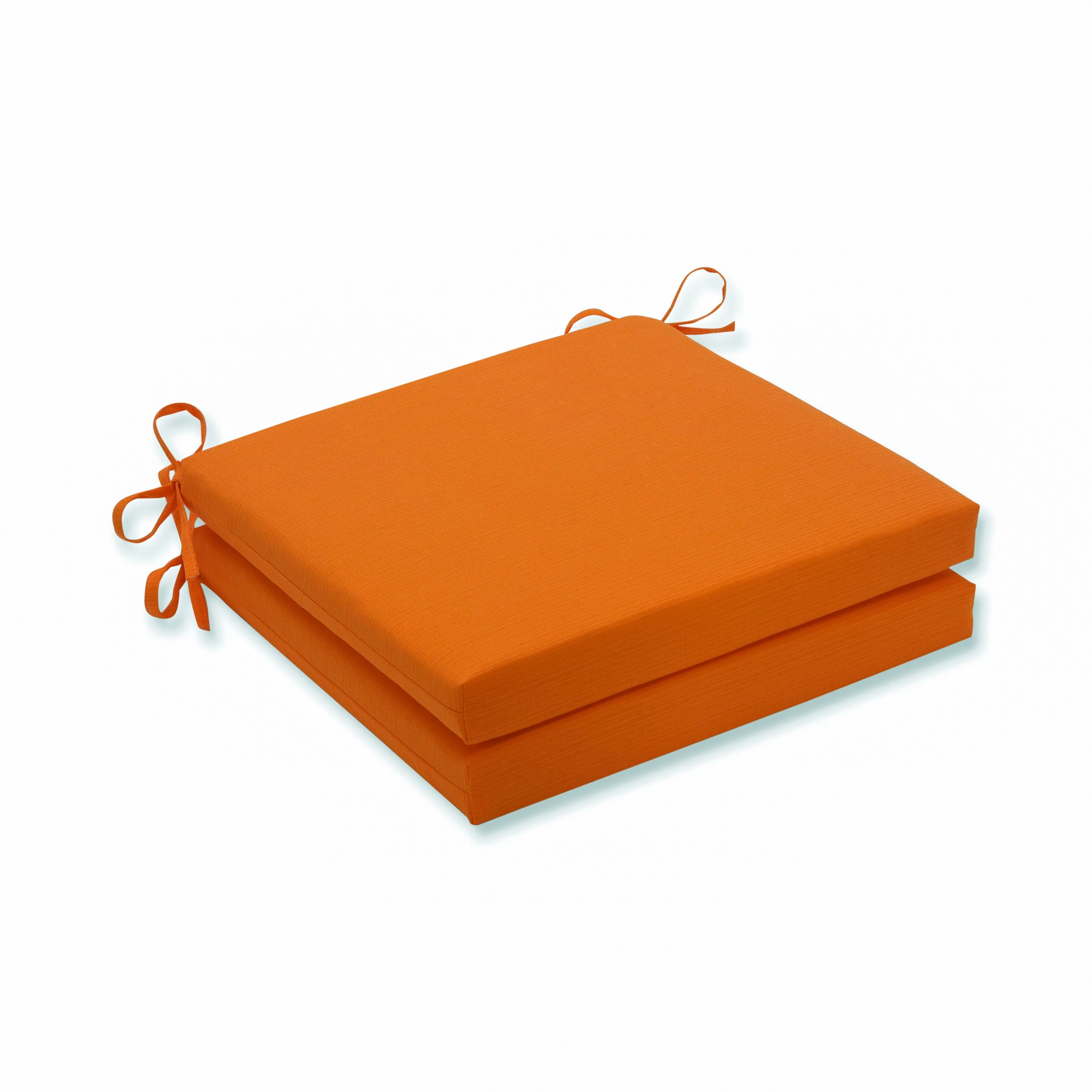 Outdoor/Indoor Sundeck Orange Squared Corners Seat Cushion 20x20x3 (Set of 2)