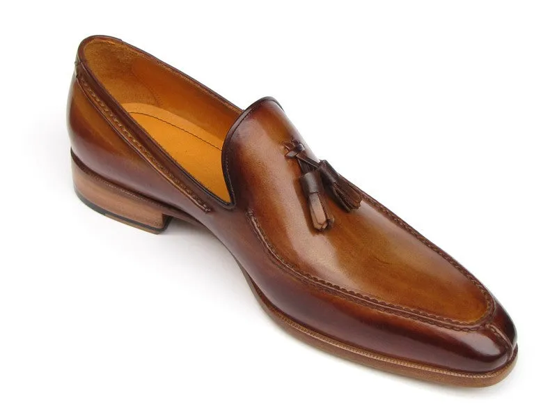 Paul Parkman Camel & Brown Hand-Painted Tassel Loafer