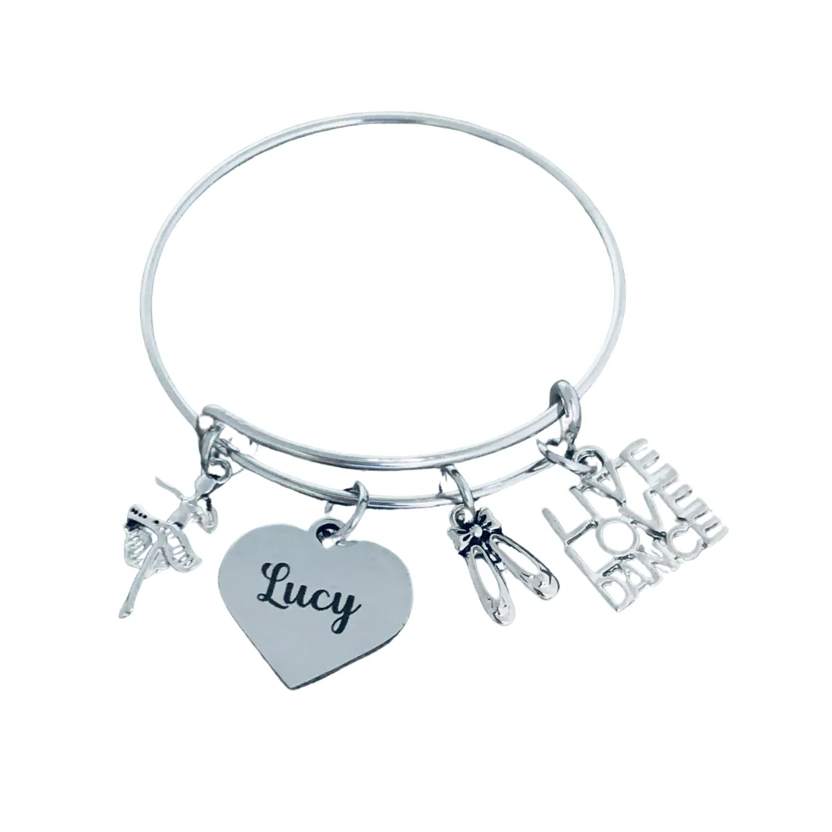 Personalized Dance Charm Bracelet with Engraved Charm