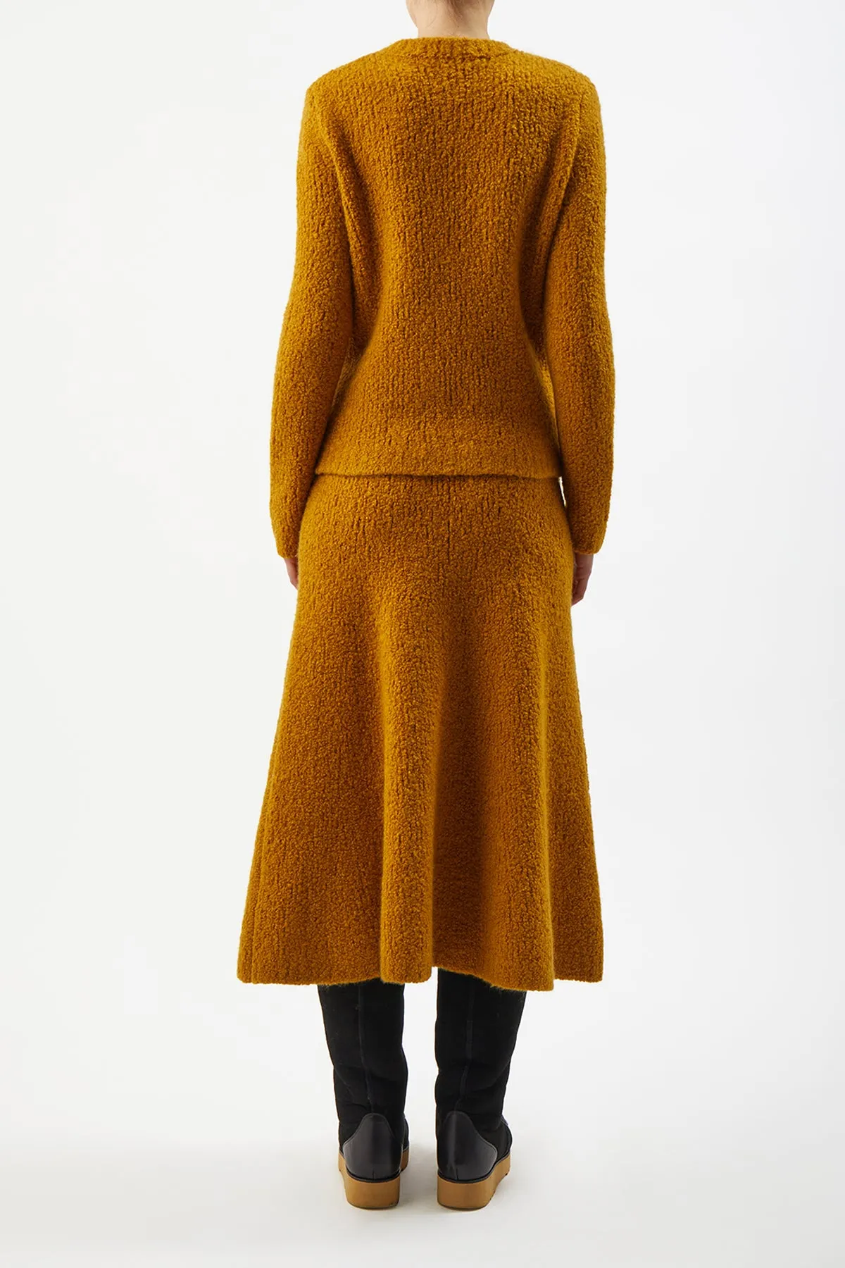 Philippe Knit Sweater in Saffron Cashmere Silk Boucle