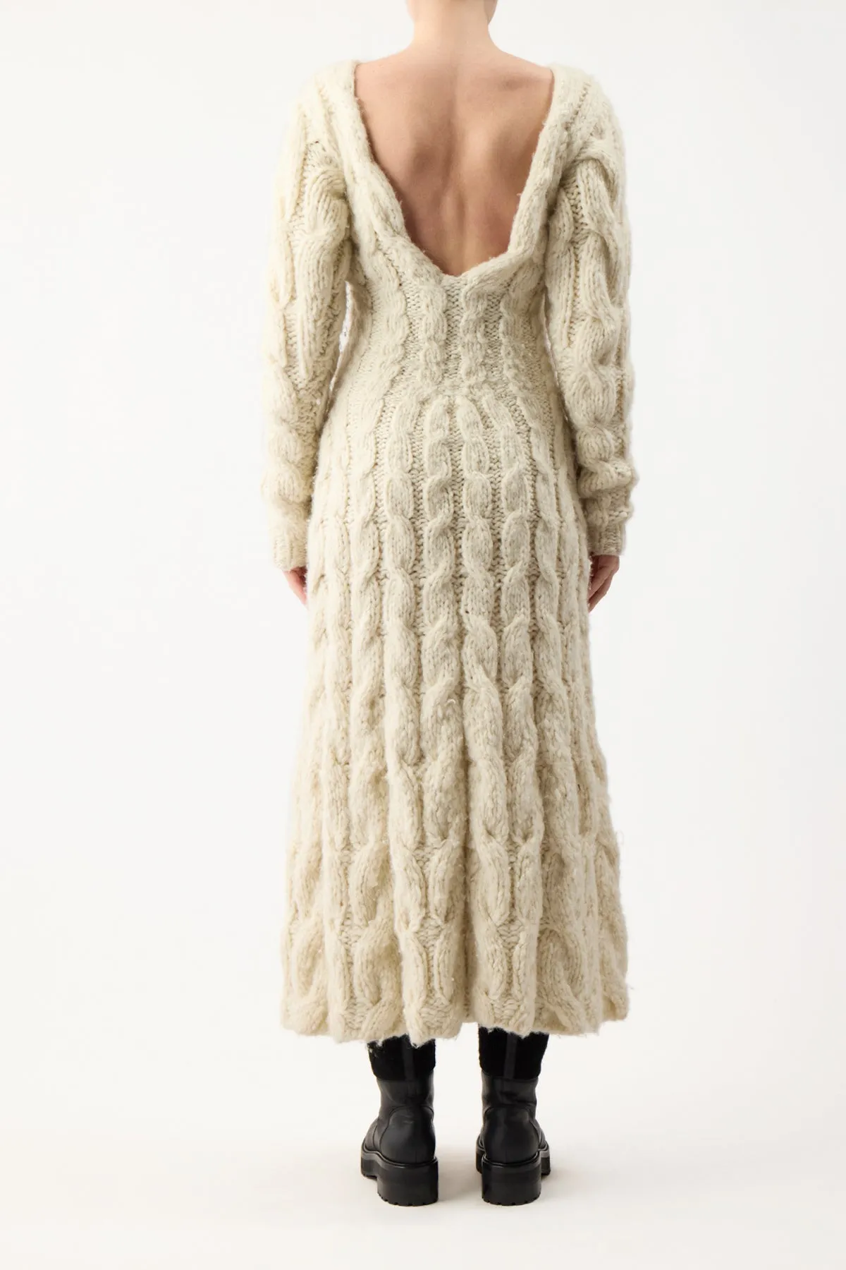 Poppy Knit Dress in Ivory Welfat Cashmere