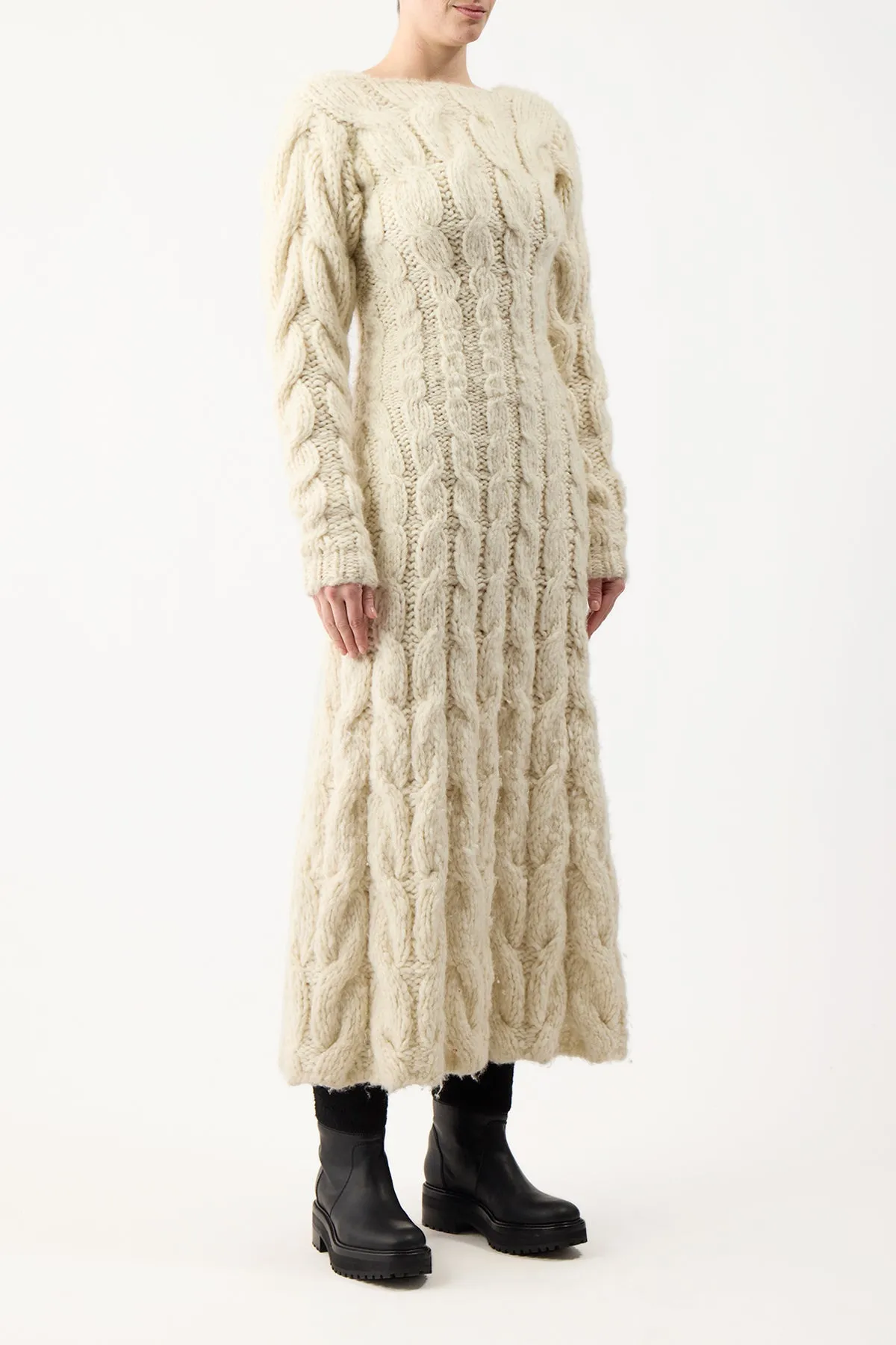 Poppy Knit Dress in Ivory Welfat Cashmere