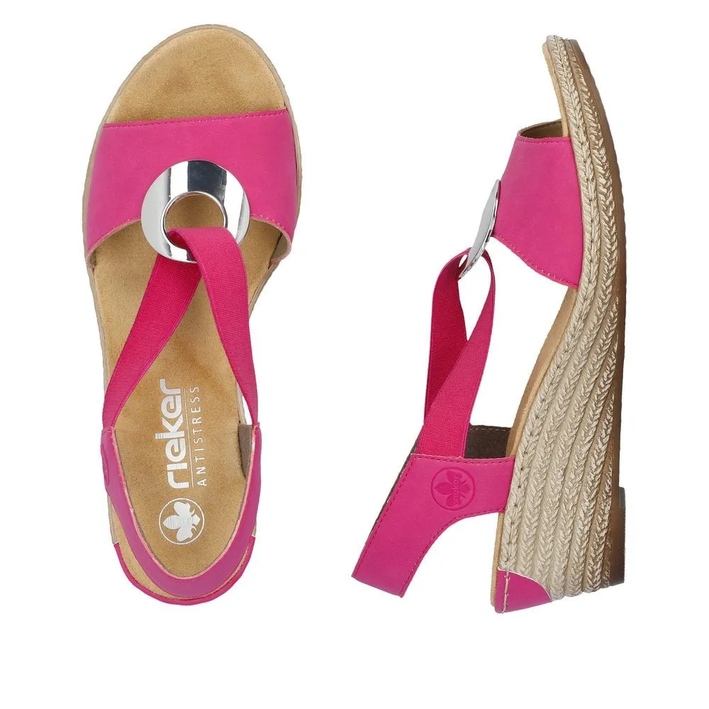 Rieker Sandals 624H6 Ladies Shoes Pink