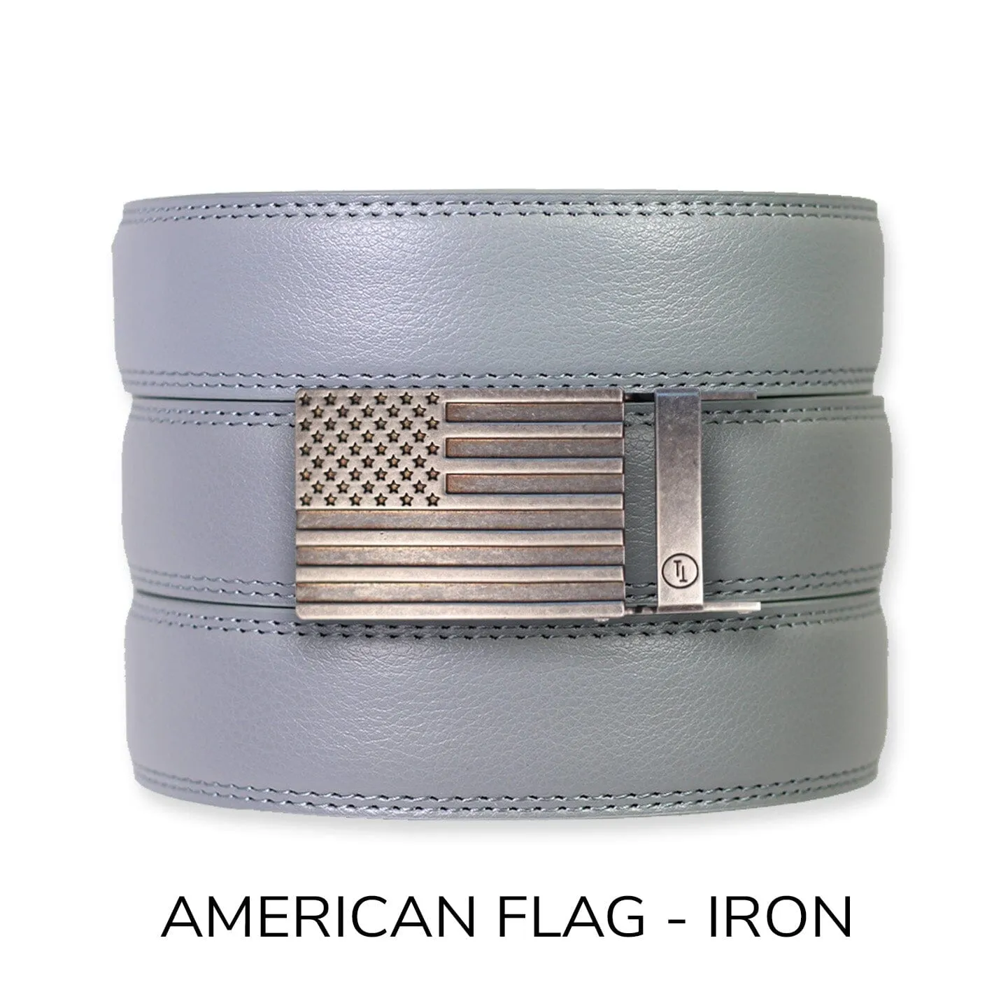 Slate Leather Ratchet Belt & Buckle Set