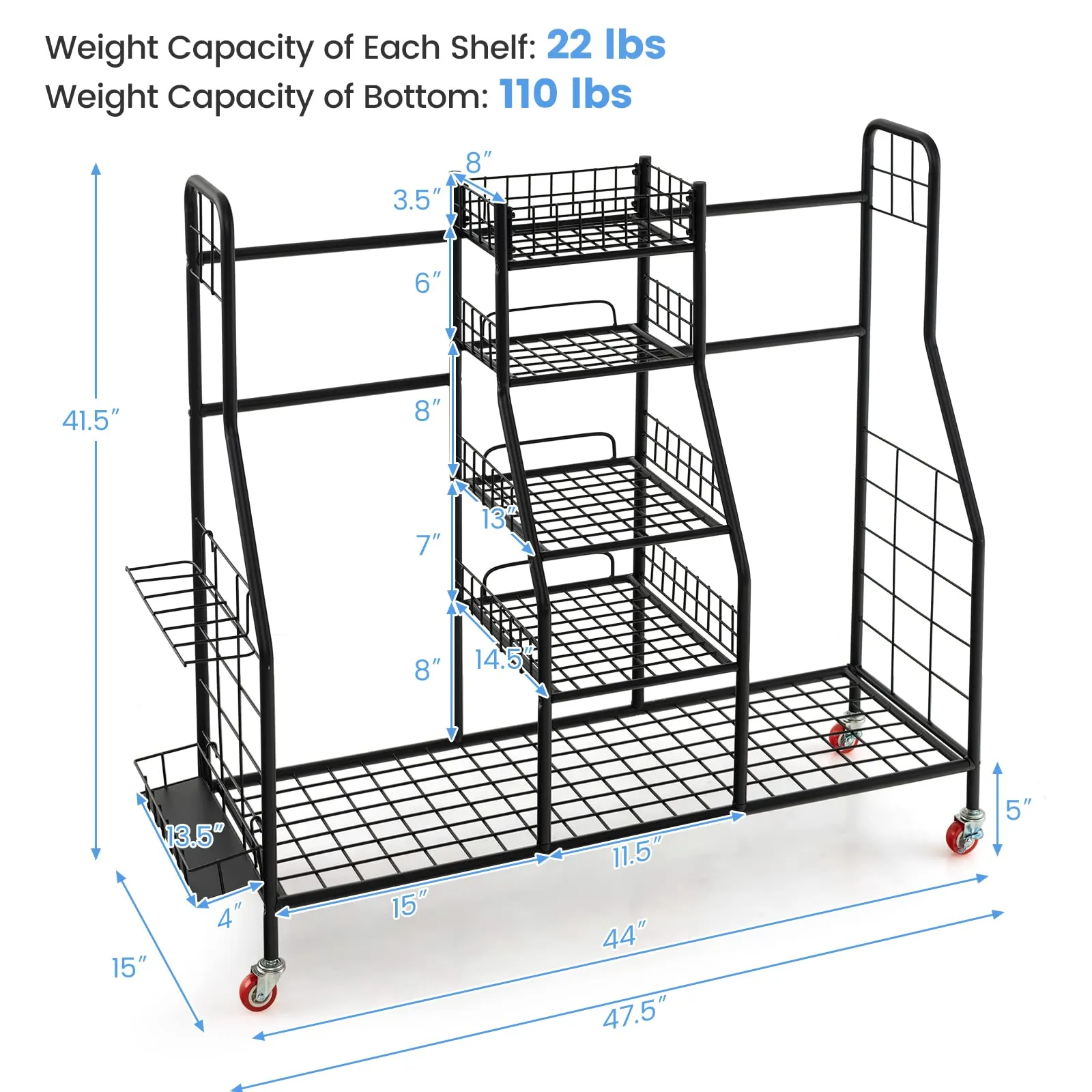 Tangkula Golf Bag Storage Rack for Garage, Heavy Duty Metal Double Golf Bag Storage Rack with Removable Golf Club Stand