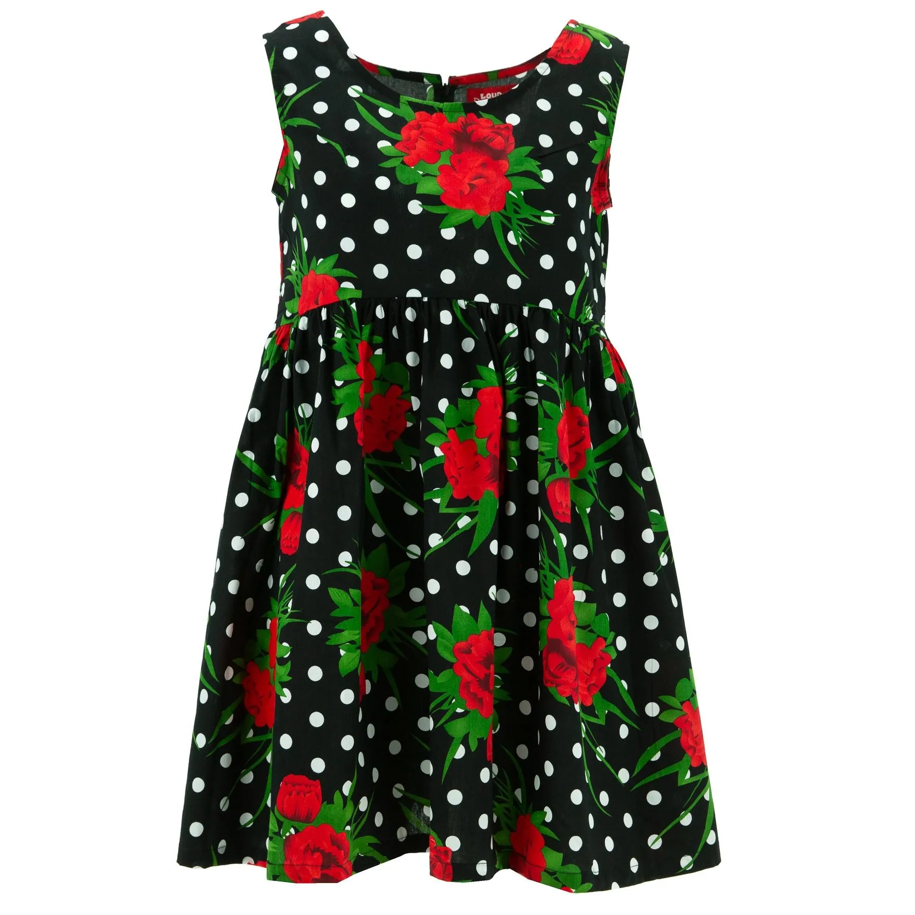 The Shroom Dress - Polka Dot Roses Black