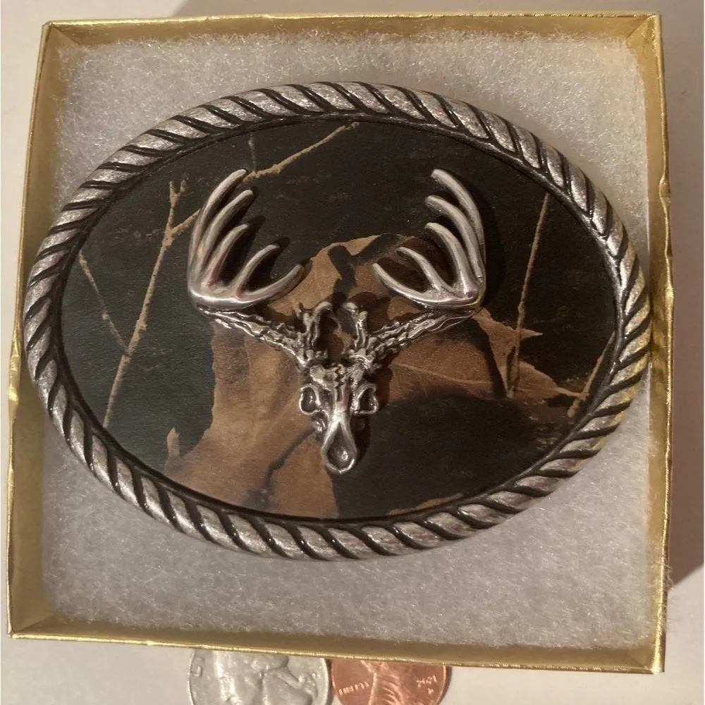 Vintage Metal Belt Buckle, Nocona, Buck Skull Bones,