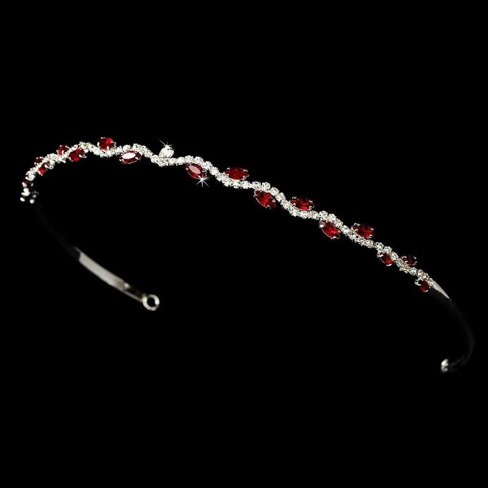 Wavy Dark Red Crystal Headband