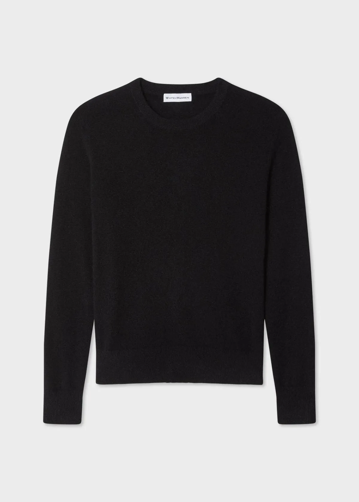 WHITE   WARREN Essential Cashmere Crew Neck Sweater - Black