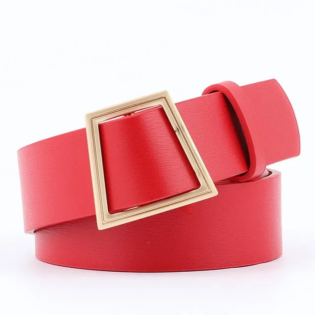 Women Belts Gold Buckle Leather Waist Strap Waistband Belts For Women