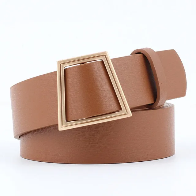 Women Belts Gold Buckle Leather Waist Strap Waistband Belts For Women