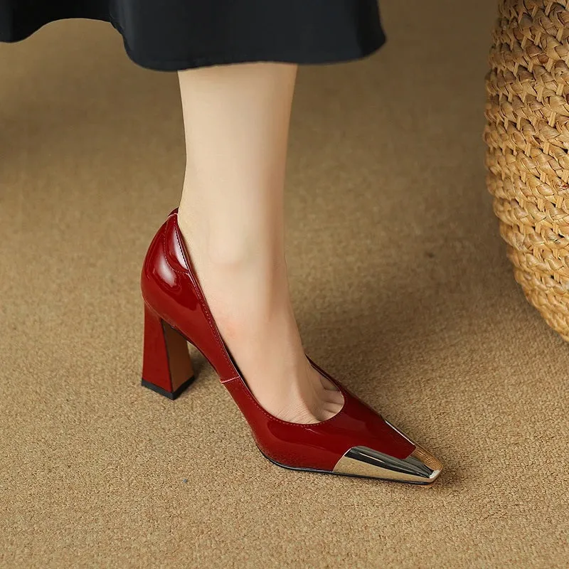 Women's Fashionable Two-Tone Pointed Toe High Heels Shoes